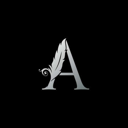 Luxury Feather Letter A logo Icon. Monogram logo template design concept for identity of law, lawyer, legal officer, firm, notaryのイラスト素材