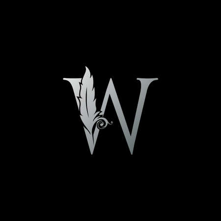 Luxury Feather Letter W logo Icon. Monogram logo template design concept for identity of law, lawyer, legal officer, firm, notaryのイラスト素材