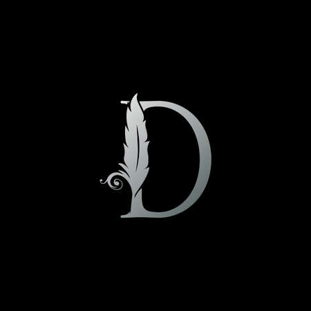 Luxury Feather Letter D logo Icon. Monogram logo template design concept for identity of law, lawyer, legal officer, firm, notaryのイラスト素材