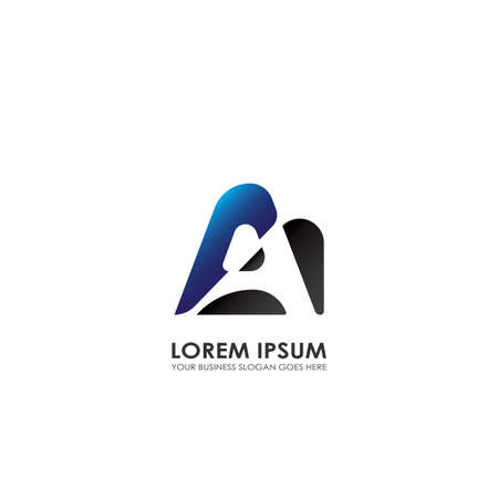 A Letter Technology and Business Logo Template Design. The modern logo design concept alphabet Letter on negative spaceのイラスト素材