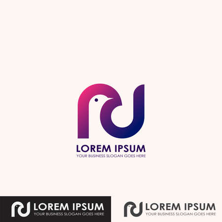 Modern Technology and Business Logo Template Design. The modern logo design concept alphabet Letter combination R, D, RD with bird best for technology, business finance, Software and more.のイラスト素材