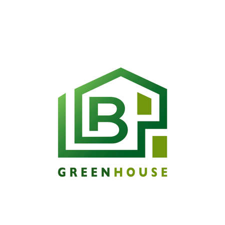 Green House B Letter Logo Line Design for Building Real Estate Business Identity Logo Icon.のイラスト素材
