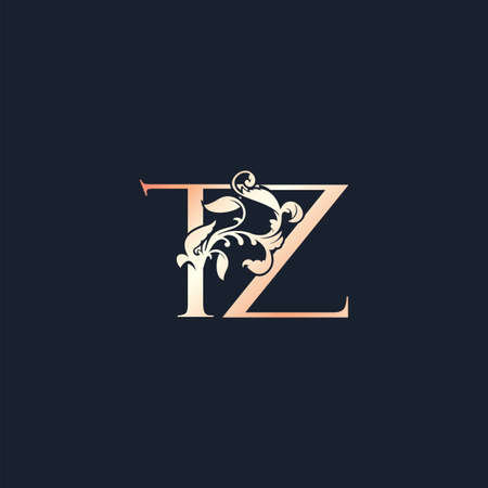 Initial  Letter T and Z, TZ, Rose Gold Color Luxury Style Vector Design Template.のイラスト素材