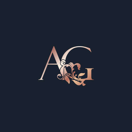 Initial  Letter A and G, AG, Rose Gold Color Luxury Style Vector Design Template.のイラスト素材