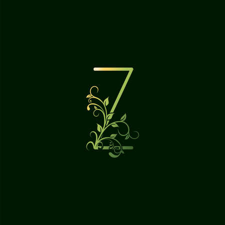 Z Letter Green Floral Initial  Icon. Vector design concept ornate typographic abstract floral for decorative lettering sign or alphabet initial with swirl floral leaf elements vintage, elegant, luxury style.のイラスト素材