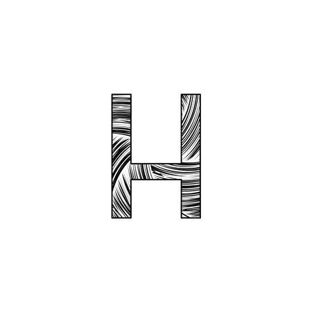 H Letter Initial Letter  , Black and white art style letter vector design conceptのイラスト素材