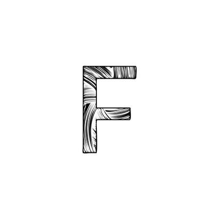 F Letter Initial Letter  , Black and white art style letter vector design conceptのイラスト素材
