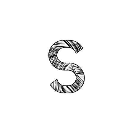 S Letter Initial Letter  , Black and white art style letter vector design conceptのイラスト素材