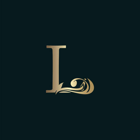 Golden Heraldic Letter L Logo With Luxury Floral Alphabet Vector Design Style.のイラスト素材