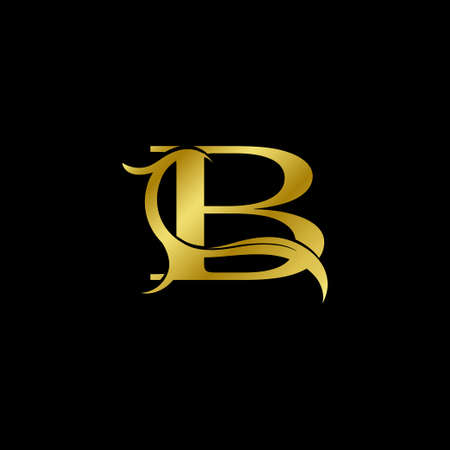 Minimalist Golden B Letter Logo, Luxury Alphabet Vector Design Style.のイラスト素材
