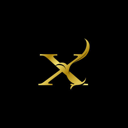 Minimalist Golden X Letter Logo, Luxury Alphabet Vector Design Style.のイラスト素材