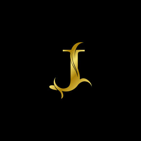 Minimalist Golden J Letter Logo, Luxury Alphabet Vector Design Style.のイラスト素材