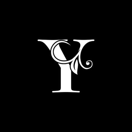 Luxury Letter Y Floral Leaf  Icon, Simple classy monogram vector design concept for brand identityのイラスト素材