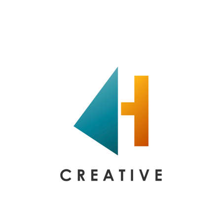 Techno Split Half Letter H Logo Vector Design with geometrical triangle shape.のイラスト素材