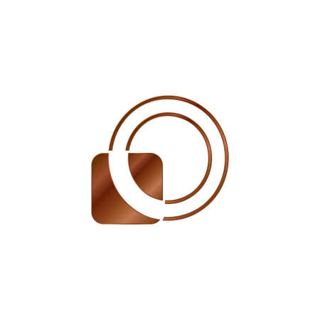 Abstract Techno Outline Letter O  Vector Design with negative space letter on geometrical rounded square shape.のイラスト素材