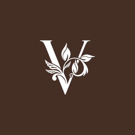 Letter V Luxury Icon design, monogram vintage rustic, ornate style vector template design.のイラスト素材