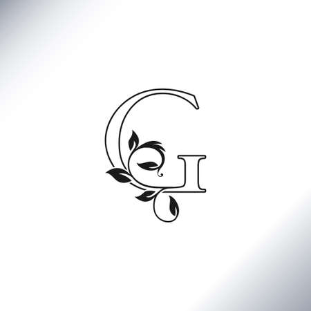 Outline   G Letter  Icon design, vintage luxury rustic, ornate style for business initial or identityのイラスト素材