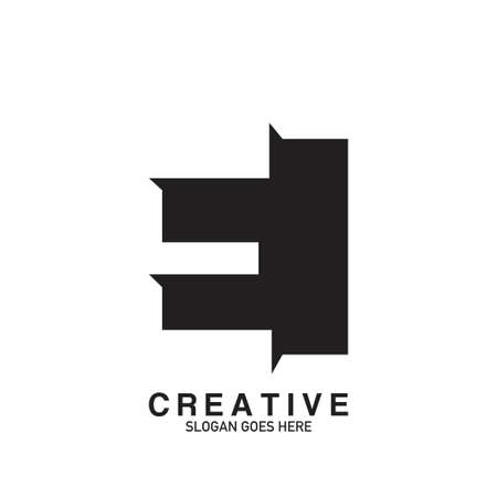 Creative Negative Space Letter E Modern Business Logo Vector Design.のイラスト素材