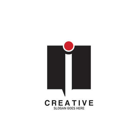 Creative Negative Space Letter I Modern Business Logo Vector Design.のイラスト素材
