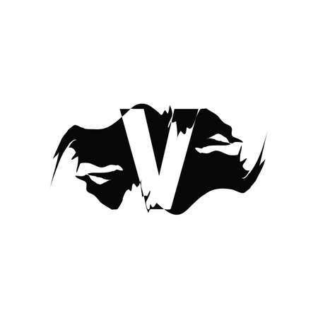 Black Splash V Letter icon. Abstract design concept mountain splash with hidden letter vector design.のイラスト素材