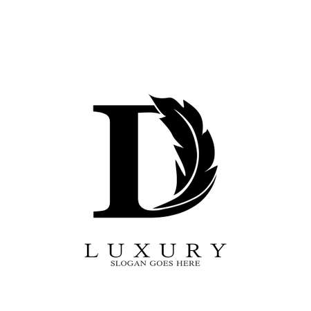 Monogram Initial Letter D  Luxury feather vector design for law business.のイラスト素材