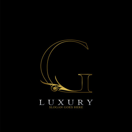 Golden Outline Luxury Initial Letter G  Icon, simple vector design concept gold color.のイラスト素材