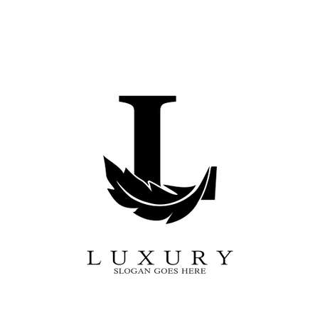Monogram Initial Letter L  Luxury feather vector design for law business.のイラスト素材