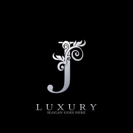 J Letter Logo Monogram Luxury Initial Logo vector template design silver.のイラスト素材
