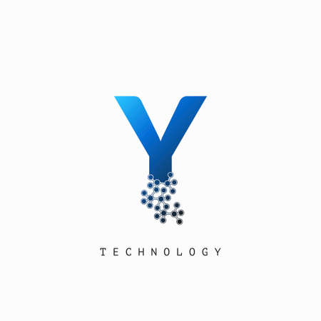 Techno Science Initial Y Letter Logo Vector Design for Business Identity.のイラスト素材