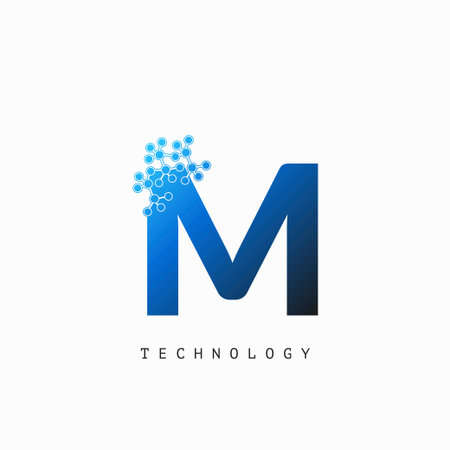 Techno Science Initial M Letter Logo Vector Design for Business Identity.のイラスト素材
