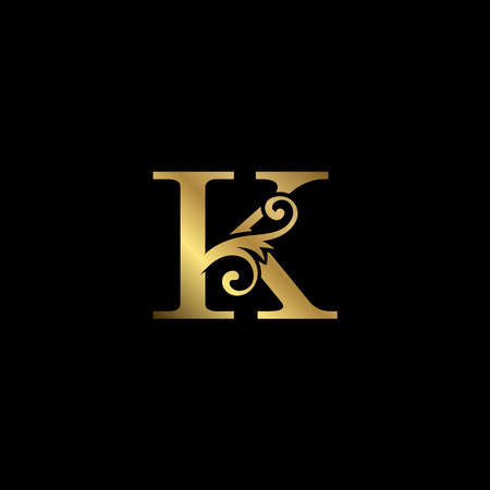 Golden K Initial Letter luxury   icon, vintage luxurious vector design concept alphabet letter for luxuries business.のイラスト素材