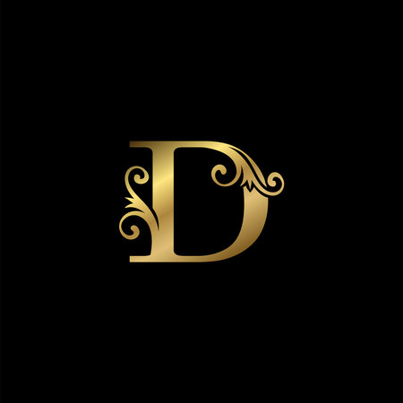 Golden D Initial Letter luxury   icon, vintage luxurious vector design concept alphabet letter for luxuries business.のイラスト素材