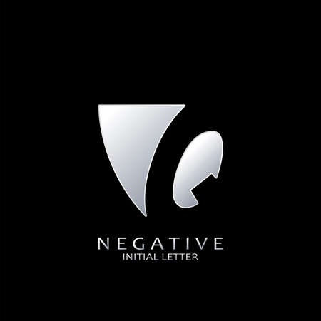 Monogram Negative Space Initial Letter Q logo for technology business identity vector design.のイラスト素材