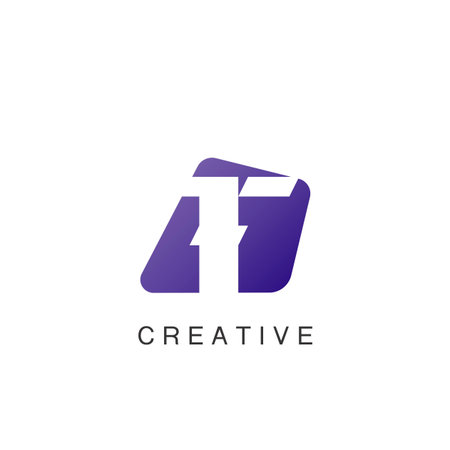 Abstract Techno Negative Space Initial Letter T Logo icon vector design.のイラスト素材
