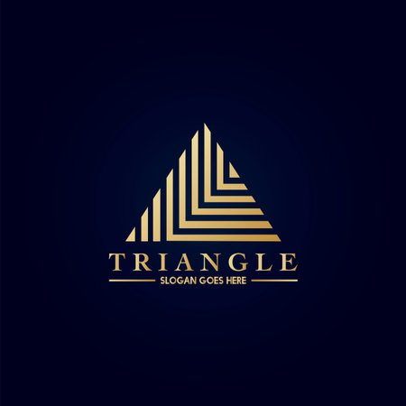 Golden Triangle Striped Line logo Apartment Real Estate, Property, hotel and architecture business...