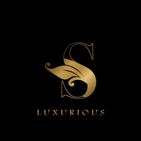 Golden Outline Initial Letter S luxury Logo, creative vector design concept for luxurious business.のイラスト素材