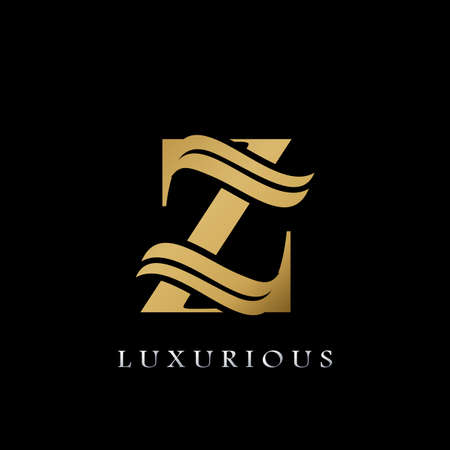 Golden Initial Z Letter Logo Luxury, creative vector design concept for luxuries businessのイラスト素材