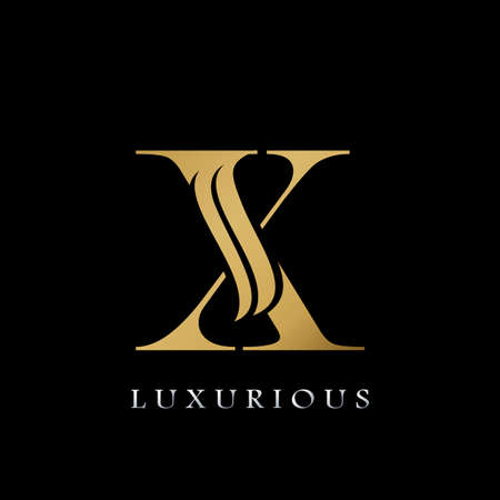 Golden Initial X Letter Logo Luxury, creative vector design concept for luxuries businessのイラスト素材