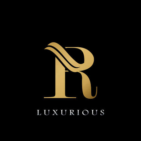 Golden Initial R Letter Logo Luxury, creative vector design concept for luxuries businessのイラスト素材