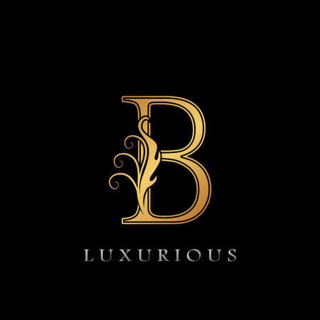 Golden Luxurious Initial Letter B Logo, Gold vector design luxury businessのイラスト素材