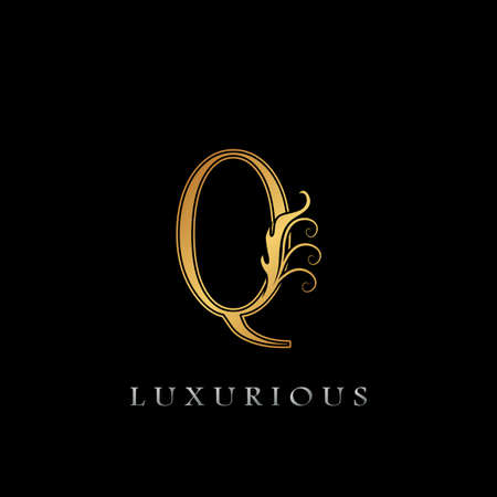 Golden Luxurious Initial Letter Q Logo, Gold vector design luxury businessのイラスト素材