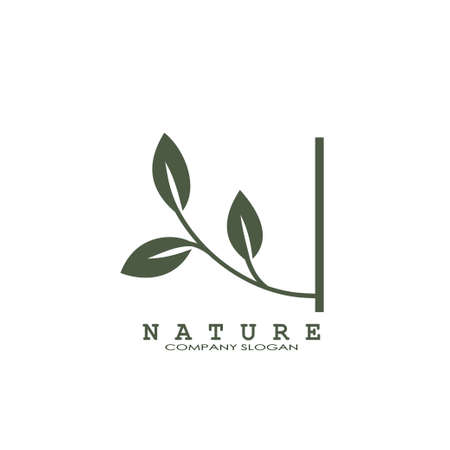 Green Nature Floral leaf Logo vector design for initial or business identity.のイラスト素材