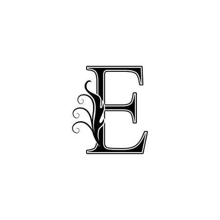 Monogram Luxury Letter E logo icon, vintage design concept floral leaves for initial, luxuries business, hotel, wedding service and more brand identity.のイラスト素材