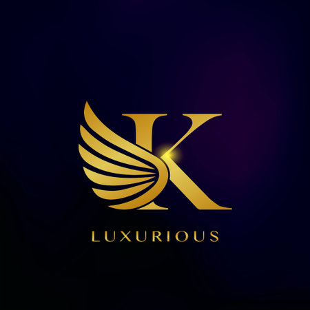 Elegance Luxurious Wing Initial Letter K   icon vector design for business identity.のイラスト素材