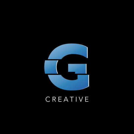 Initial Letter G   Icon, simple abstract techno   vector design template.のイラスト素材