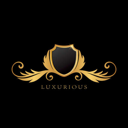 Golden Shield Frame Logo Luxurious vector designのイラスト素材