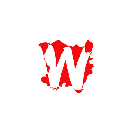 Initial W hidden letter flat splatter logo icon.のイラスト素材