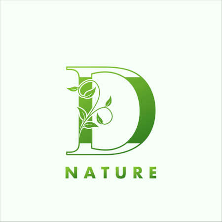 Initial Alphabet Letter D Green Nature Logoのイラスト素材