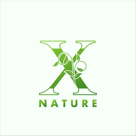 Initial Alphabet Letter X Green Nature Logoのイラスト素材