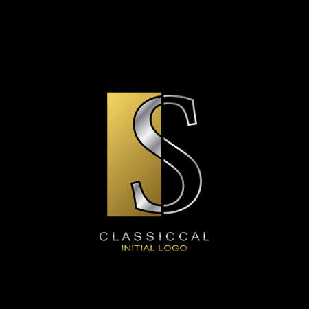 Classical Initial Letter S logo in rectangle geometric shapeのイラスト素材